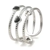 304 Stainless Steel Enamel Open Cuff Rings for Women