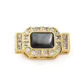 Rectangle Brass Micro Pave Clear Cubic Zirconia Box Clasps