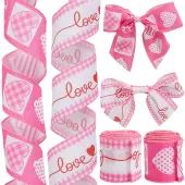 5 Yards Valentine's Day Polyester Heart Printed Ribbon for Sewing Decoration