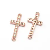 Latin Sideways Cross Brass Micro Pave Cubic Zirconia Links