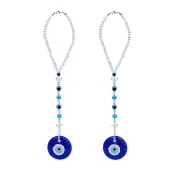 2Pcs Blue Lampwork Evil Eye Car Hanging Ornament