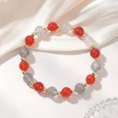 Natural Cloudy Quartz & Carnelian Beaded Stretch Bracelets
