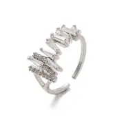 Brass Micro Pave Cubic Zirconia Open Cuff Rings