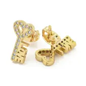 Brass Micro Pave Cubic Zirconia Ear Studs