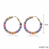 Bohemia Style Colorful Clay Beads Hoop Earrings