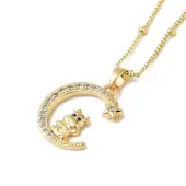 Brass Micro Pave Clear Cubic Zirconia Pendants Necklaces