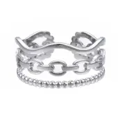 Non-Tarnish 304 Stainless Steel Cable Chain Open Cuff Ring