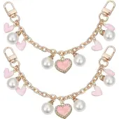 Heart Alloy Enamel & Resin Pearl Charm Zinc Alloy Cable Chain Purse Chains