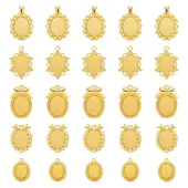 5Pcs 5 Style Alloy Pendant Cabochon Settings