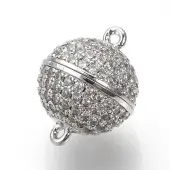 Brass Micro Pave Cubic Zirconia Magnetic Clasps with Loops