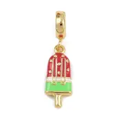 Brass Red Enamel European Dangle Charms