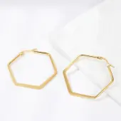201 Stainless Steel Angular Hoop Earrings