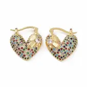 Cubic Zirconia Heart Thick Hoop Earrings