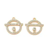 Brass Micro Pave Clear Cubic Zirconia Charms