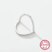 Anti-Tarnish Heart Rhodium Plated Platinum 925 Sterling Silver Micro Pave Cubic Zirconia Finger Rings