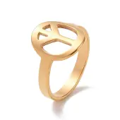 Ion Plating(IP) 201 Stainless Steel Peace Sign Finger Ring