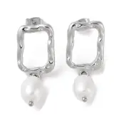 304 Stainless Steel Plastic Bead Stud Earrings