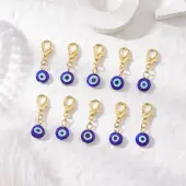 10Pcs Flat Round Handmade Evil Eye Lampwork Pendant Decorations