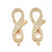 Brass Micro Pave Clear Cubic Zirconia Lobster Claw Clasps