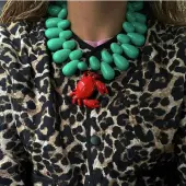 Red Crab Pendant Resin Teardrop Beaded Necklaces for Women