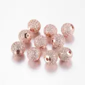 Brass Micro Pave Cubic Zirconia Beads