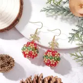 Glass Seed Bead with 304 Stainless Steel Christmas Dangle Earrings