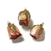Preserved Rose with Golden Alloy Pendants