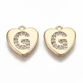 Brass Micro Pave Clear Cubic Zirconia Charms
