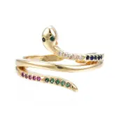 Spakling Cubic Zirconia Snake Wrap Cuff Ring