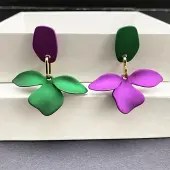 Flower Alloy Dangle Stud Earrings