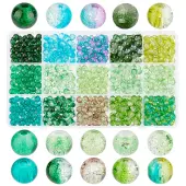 PH PandaHall 750pcs Green Glass Beads 15 Color 6mm Loose Beads Set Bracelet Beads Round Craft Beads Accessories for St Patrick Day Earrings...
