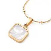 Synthetic Shell Rectangle Pendant Necklace