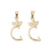 Brass Micro Pave Clear Cubic Zirconia Pendants Bails
