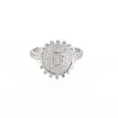 Non-Tarnish 304 Stainless Steel Flat Round with Initial Letter Open Cuff Ring for Men Women
