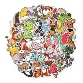 50 Pieces Cartoon Animal Graffiti Waterproof Paper Stickers