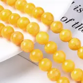 Natural Dyed Yellow Jade Gemstone Bead Strands