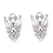 Brass Micro Pave Clear Cubic Zirconia Charms