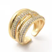 Clear Cubic Zirconia Thick Open Cuff Ring