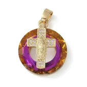 Brass Micro Pave Cubic Zirconia with Glass Pendents