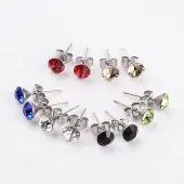304 Stainless Steel Grade A Rhinestone Ear Studs
