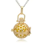 Golden Tone Brass Hollow Round Cage Pendants