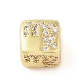 Brass Micro Pave Clear Cubic Zirconia European Beads
