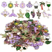 150Pcs 15 Style Alloy Enamel Pendants