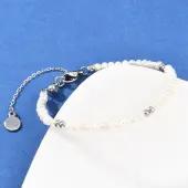 Brass & Natural Pearl Round Beaded Bracelets for Women