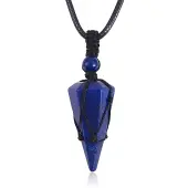 Natural Lapis Lazuli Cone Braided Pendant Necklace