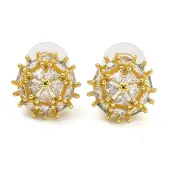 Brass Micro Pave Clear Cubic Zirconia Stud Earrings