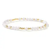Acrylic & Brass Round Beaded Stretch Bracelets for Women