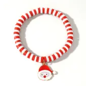 Elegant Christmas Handmade Polymer Clay Heishi Beaded Stretch Bracelets