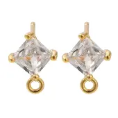 Brass Clear Cubic Zirconia Stud Earrings Finding for Women
