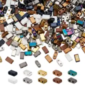 380Pcs 10 Styles 2-Hole Opaque Glass Seed Beads